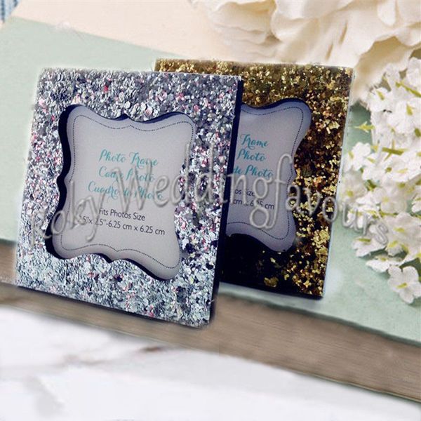 30 ADET Altın / Gümüş Reçine Glitter Mini Fotoğraf Çerçevesi Yeri Kart Tutucu Düğün Iyilik Parti Dekoru Olay Hediye Yıldönümü malzemeleri