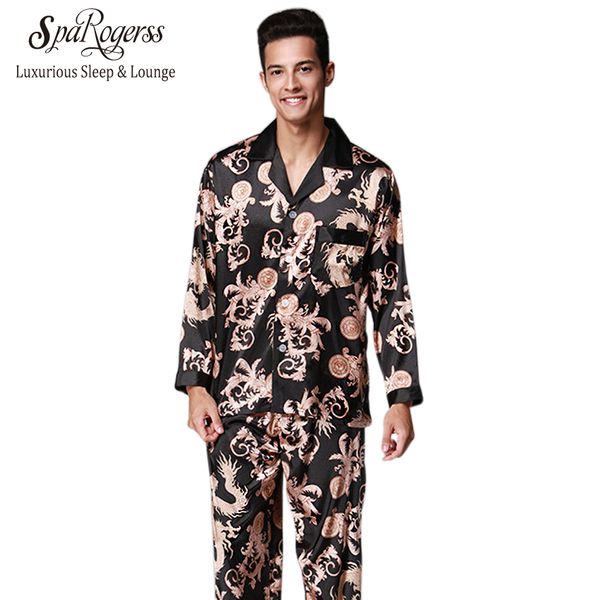 

nobel mens pajama set 2017 new couple pajamas luxurious men pajama sleepwear long sleeved brand pants suit home clothing tz070, Black;brown
