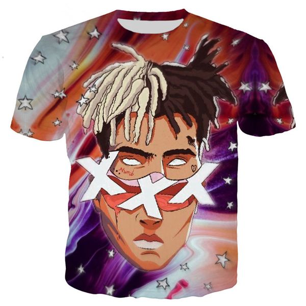 

новейшая мода смешные популярные рэппер xxxtentacion косплей футболки 3d печатных женщин / мужчин с коротким рукавом мужская футболка повсед, White;black