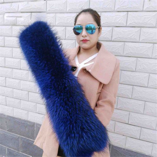 

large size luxury real authentic 100% natural raccoon color fur scarf l11