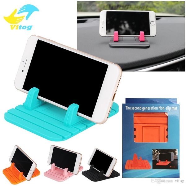 

2018 ale silicone car holder soft silicone deskanti slip mat holder stand bracket with package for mobile phone
