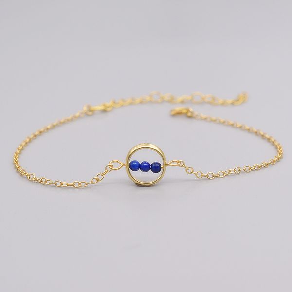 

december brith stones natural lapis lazuli charm bracelets gold 925 sterling silver ethnic vintage fine jewelry women #c043b, Golden;silver