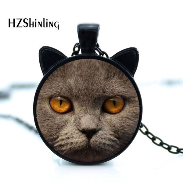 Großhandel Cat 02 Brown Britisch Kurzhaar Katze Pedant Halskette Mit Schwarzen Ohrschmuck Metallfarben Für Haustier Liebhaber Echte Katze Form Von