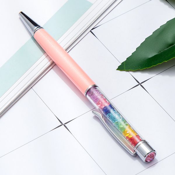 

100pcs colorful crystal ballpoint pen fashion creative stylus for writing stationery office & school pen ballpen black 1.0mm, Blue;orange