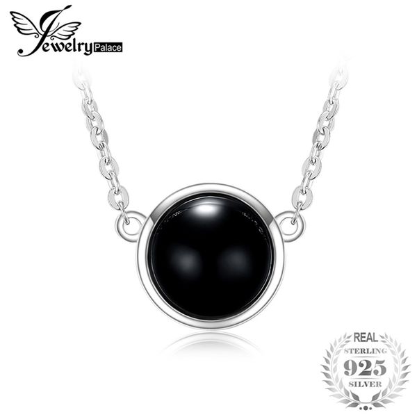 

jewelrypalace cabochon cut 1.5ct genuine black onyx collar necklaces for women authentic 925 sterling silver classic jewelry