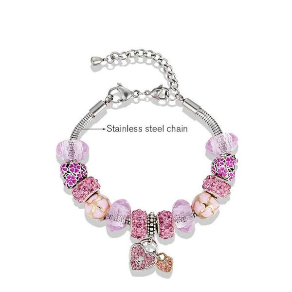 

18 + 5 см Hotsale новый шарм браслеты хрустальные бусины браслеты любовь Сердце кулон б