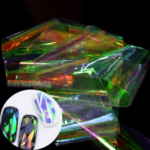 

broken glass holographic shiny laser nail transfer foils stickers starry sky decals nail art beauty decoration decal sp11, Black