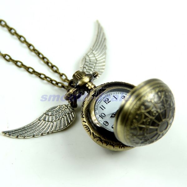 

antique vintage spider web ball wing necklace pendant quartz pocket watch gift #t50p# drop ship, Slivery;golden