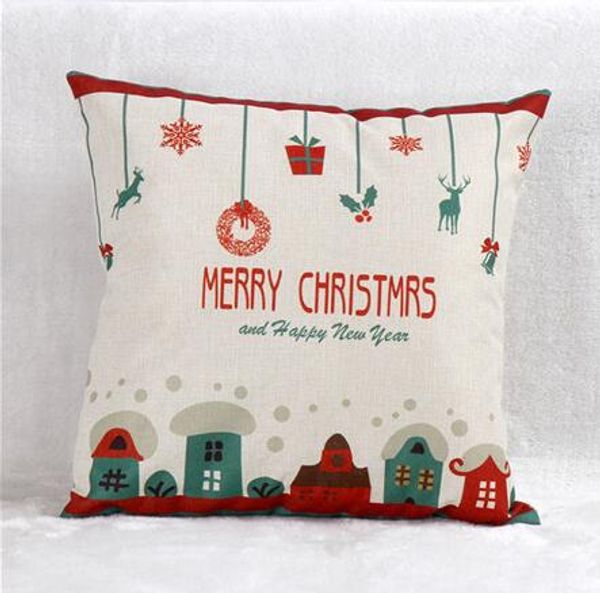 

christmas decoration merry christmas letters square linen kerst pillowcase santa elk bell pillow cover for home sofa xmas decor