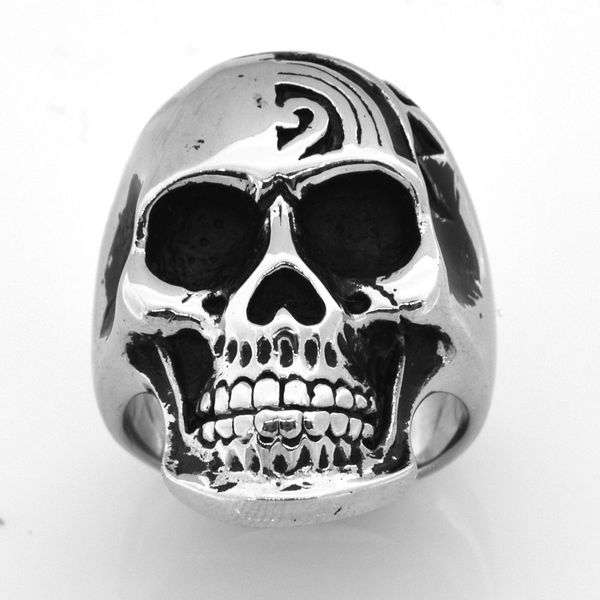 

fanssteel stainless steel punk vintage mens or womens jewelry chinese yin yang ghost skull medallion skeleton gothic biker ring fsr09w11, Silver