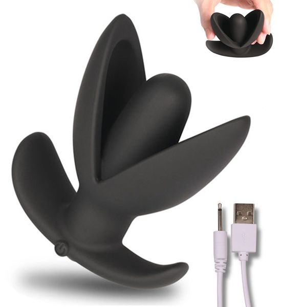 Sprouted 10 Modo de Carregamento USB Recarregável Vibrando Plugue Anal Electro Âncora Estim Expansão Anal Vibrador, Brinquedos Sexuais C18111501