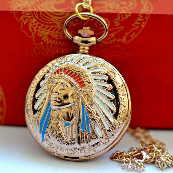 

wholesale 100pcs/lot indians quartz watches necklace chain pocket watches pw084, Slivery;golden