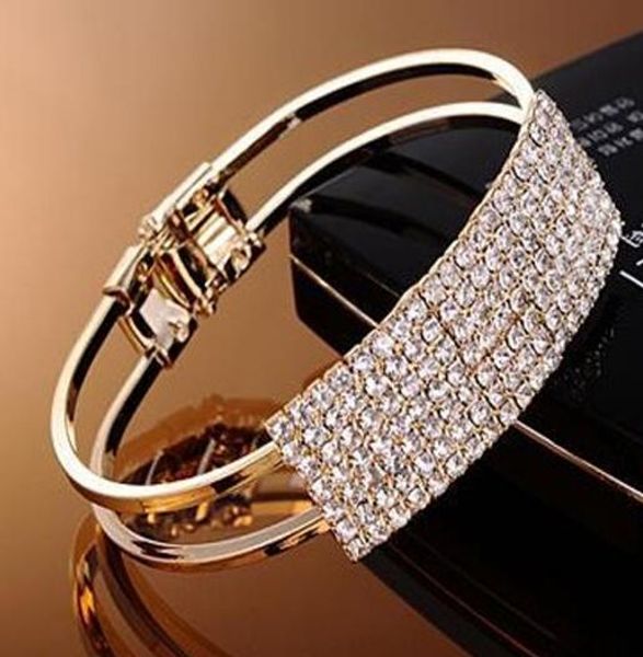 

style simple diamond crystal cut-out bracelet fashion elegance full of diamond bracelet fashion classic elegance, Black