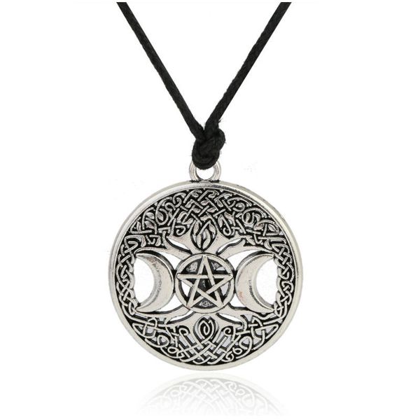 

Симпатичная тройная луна Богиня Викка Пентаграмма Волшебное амулетное ожерелье