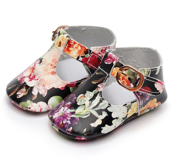 

genuine leather floral style baby girls t-bar mary jane shoes infants toddler baby moccasins kids princess ballet shoes