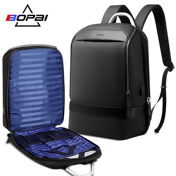 

bopai travel backpack multifunction usb charging large capacity anti theft lapbackpack for 15.6 inch leather waterproof bag