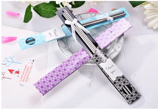 

500pcs=250pairs/lot east meets west stainless steel chopsticks + chinese style wedding favors gifts dhl fedex ing
