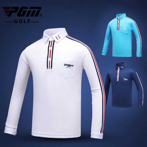 

pgm golf t shirt for men breathable training teenager sports jersey long sleeve winter men uniforms shirts boy golf clothing, Black;blue