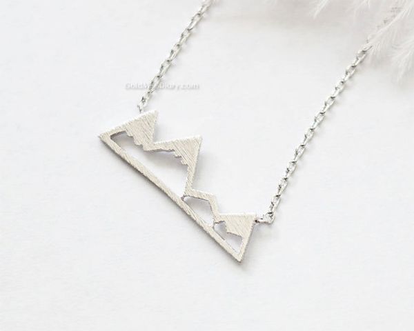 

30pcs simple snowy mountain necklace nature landscape view valley canyon clavicle jewelry handmade gift for women, Silver