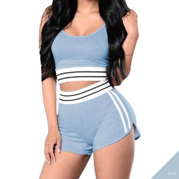

2pcs women sport sets sportswear running sports bra vest + shorts set elastic short running fitness gym push up bras, Black;blue
