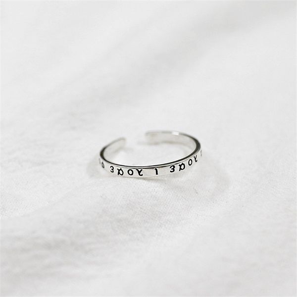 

new simple vintage classic alphabet letters open size ring 925 sterling silver adjustable rings for women