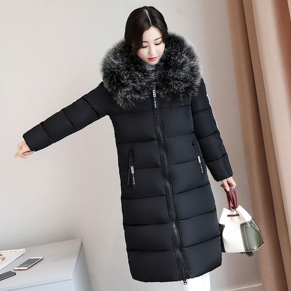 

kuyomens winter jacket women winter autumn wear parkas jackets outwear women long coat pluz size 6xl, Black
