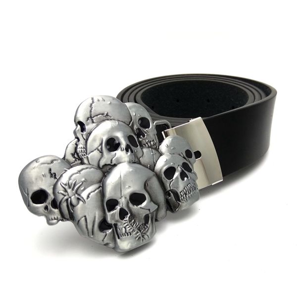 

new arrival diy cinto punk cinturon skull belt buckle metal ceinture homme cowboy men's belts for jeans belt man with 130cm, Black;brown