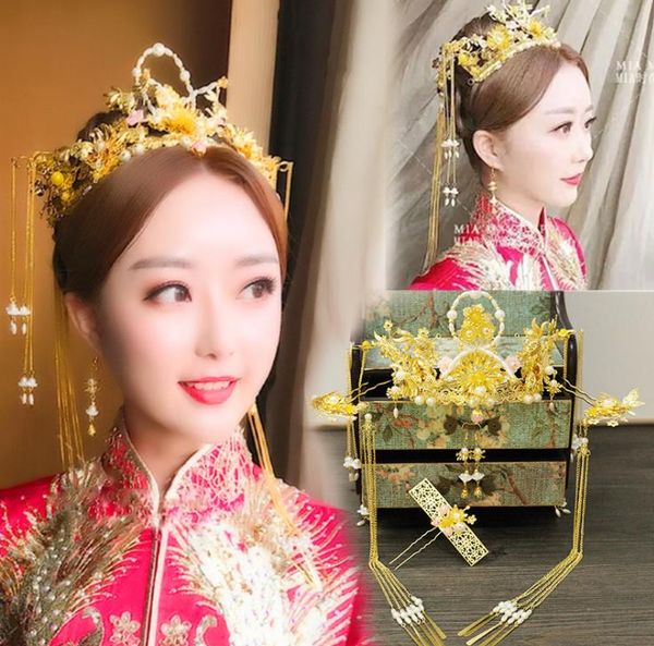 2018 New Chinese New Year Wedding Headwear Ancient Goldfish