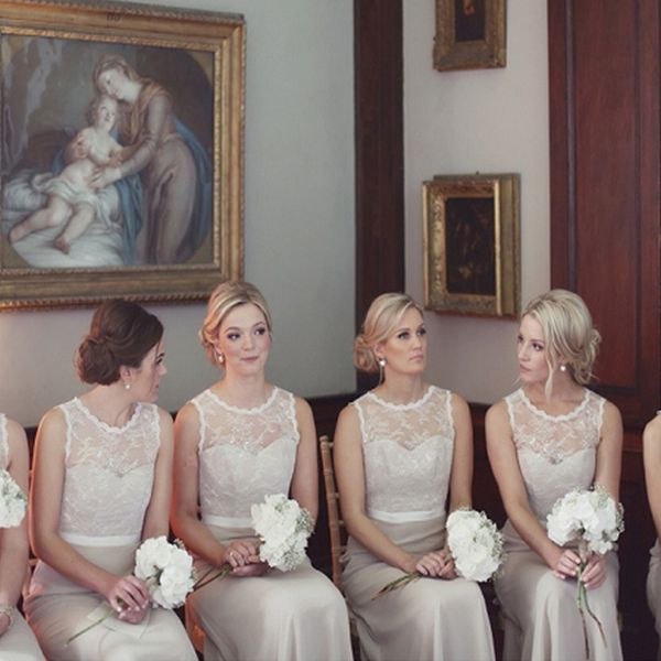 

elegant chiffon long a-line bridesmaid dresses sheer jewel neck open back lace with sash prom dresses evening gowns, White;pink
