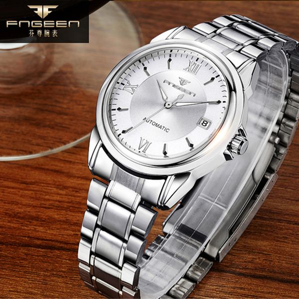 

fngeen men watches automatic machinery ruby bearings design waterproof classic dial european business precision, Slivery;brown