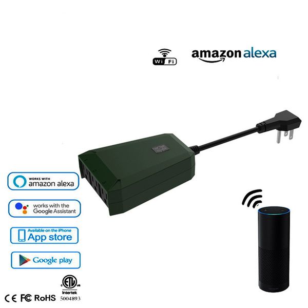 

smart socket ip44 waterproof outdoor power plug wifi timing switch enchufe control remoto 3 us plug work with alexa