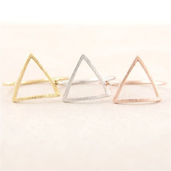 

fashion the latest elements triangle hollow out graphics rings gold-color rings for women mixed color wholesale, Silver