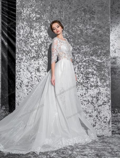 

romantic ivory/pink champagne voile applique a-line wedding dresses bridal pageant dresses wedding attire dresses custom size 2-16 zw607037, White