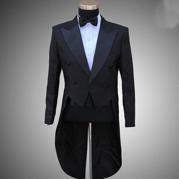 Blazers Özel Siyah ve Beyaz Yün Karışım Erkek Düğün Takım Elbise Grooto Smokin Örgün 2 Parça Suits