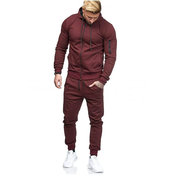 

fdwerynh leisure men sets 2018 autumn and winter new pattern fashion man suit arm zipper decoration solid color suits, Gray