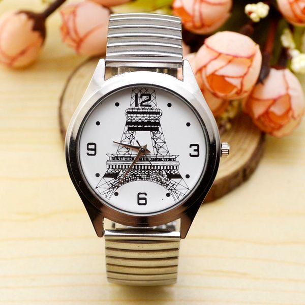

old women's elastic women's watch tightness, old man's tower, steel band, couple's men's watch, fashioned men, Slivery;brown
