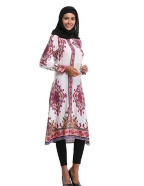 

send 2018 summer arabic new style women print dress, Black;gray