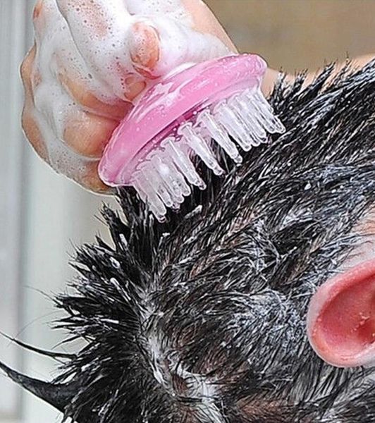 Testa in silicone Massaggiatore per il corpo Shampoo Spazzola per massaggio del cuoio capelluto Pettine per lavaggio dei capelli Vasca da bagno Spa Spazzole per massaggi dimagranti