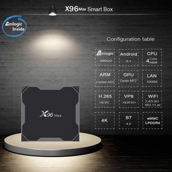

10pc x96 max 4gb 64gb android 9 0 amlogic 905x2 tv box quad core dual wifi media player mart tv box x96max
