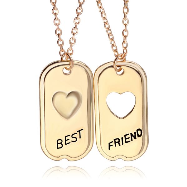

friends jewelry friend forever bbf for 2 rectangle pendant necklace wholesale jewelry for women men gift, Silver