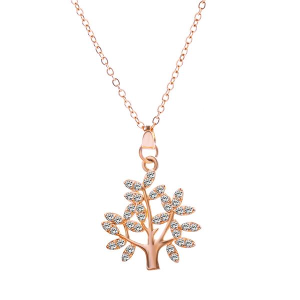 

life tree of life shape gold&silver color zircon austria crystal charm pendant choker necklace short thin chain choker necklace, Golden;silver