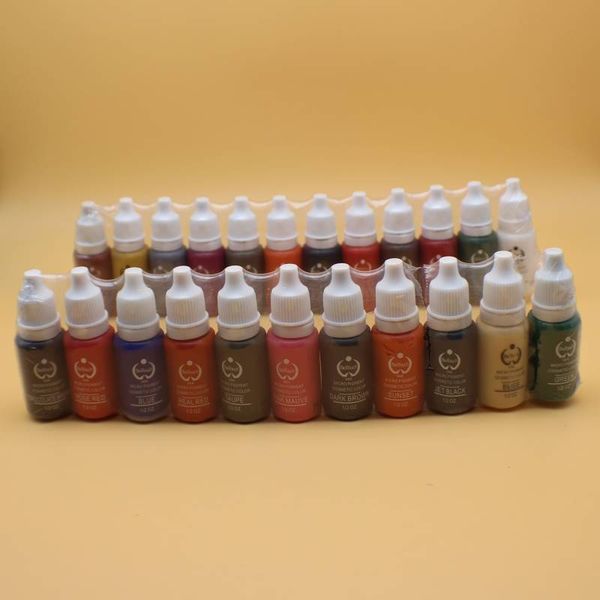 23 colori trucco permanente micro pigmenti kit per sopracciglia eyeliner labbro 1/2 oz kit completo di inchiostro per tatuaggi cosmetici