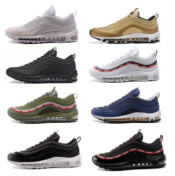 

с оригинальной коробкой] новые мужские 97 мужские низкие кроссовки подушка женщин ог серебро золото годовщина выпуск кроссовки человек мужч