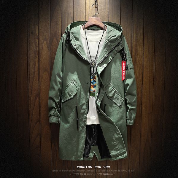 

men's wool blends 2017 autumn man jacket male trench coat oversize hoodies young quality 100% cotton brand windbreaker l, Black