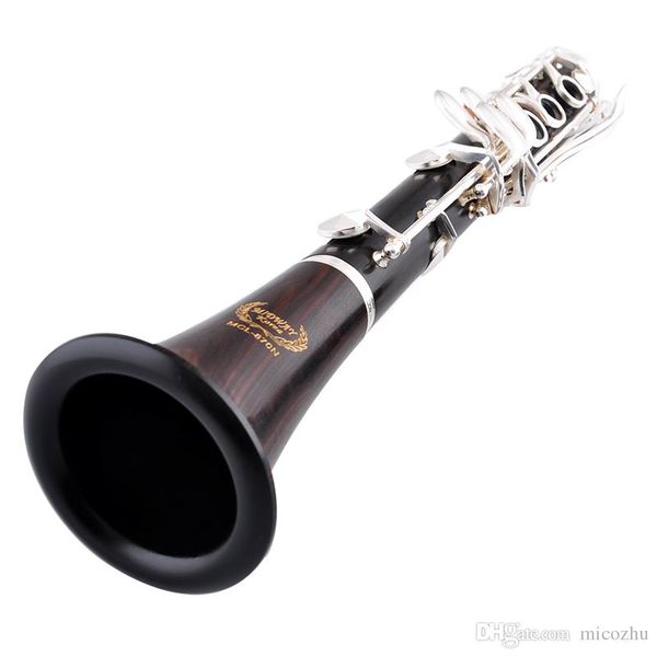 China Marca Ebony Madeira Clarinete Bb Profissional Tocando Música Importado Ébano Clarinete Instrumento De Sopro De Madeira Com o Caso Frete Grátis