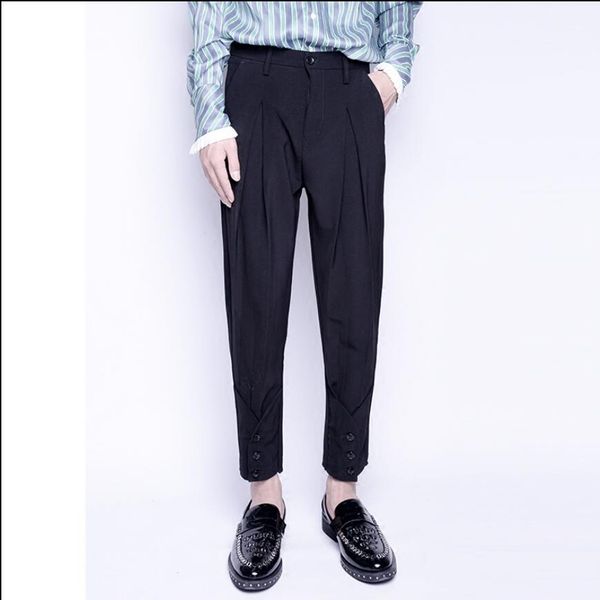 

m-3xl new feet harem pants casual nine points draped small trousers men's hair stylist personality pants singer stage costumes, Black