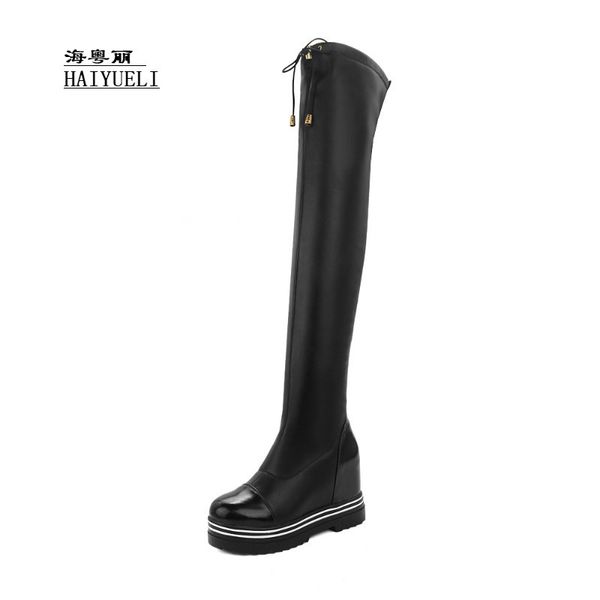 

autumn winter boots fashion platform shoes knee-high boots, Black