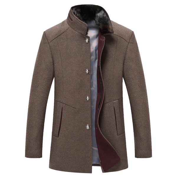 

winter men voguewool jacket and coat plus thick warm wool overcoat male nice slim fit jackets fashion, Black