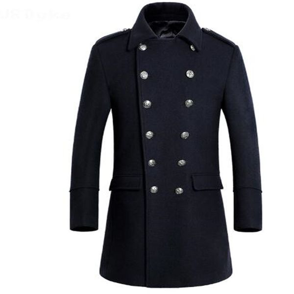 

2017 winter new long mens overcoat double breasted men wool coat, Black