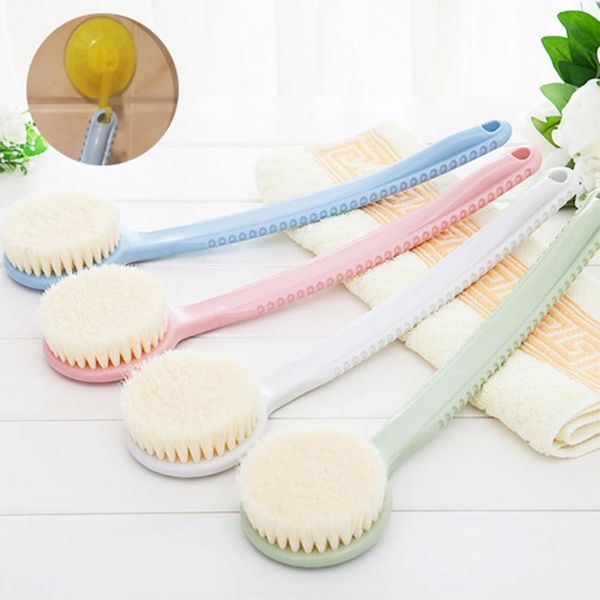 

lanlan long-handle bath brush with soft hair body care back-massage brush